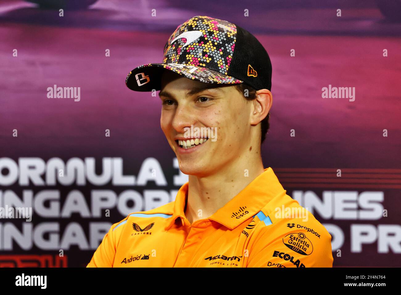 Singapur, Singapur. September 2024. Oscar Piastri (aus) McLaren bei der FIA-Pressekonferenz. 19.09.2024. Formel-1-Weltmeisterschaft, Rd 18, Grand Prix Von Singapur, Marina Bay Street Circuit, Singapur, Vorbereitungstag. Das Foto sollte lauten: XPB/Alamy Live News. Stockfoto