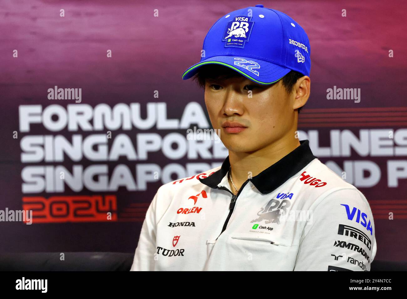 Singapur, Singapur. September 2024. Yuki Tsunoda (JPN) RB in der FIA Pressekonferenz. 19.09.2024. Formel-1-Weltmeisterschaft, Rd 18, Grand Prix Von Singapur, Marina Bay Street Circuit, Singapur, Vorbereitungstag. Das Foto sollte lauten: XPB/Alamy Live News. Stockfoto