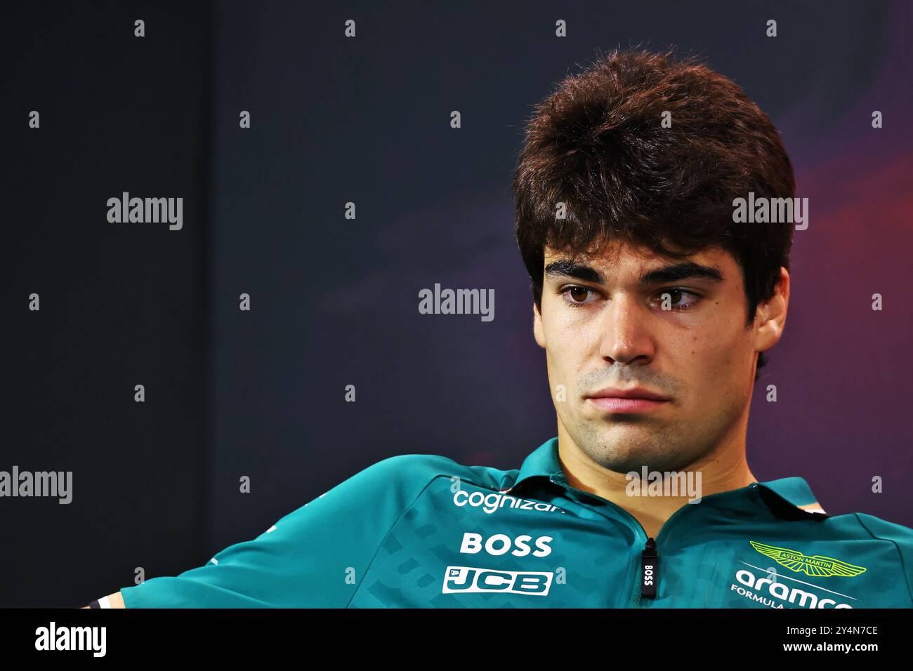 Singapur, Singapur. September 2024. Lance Walk (CDN) Aston Martin F1 Team in der FIA Pressekonferenz. 19.09.2024. Formel-1-Weltmeisterschaft, Rd 18, Grand Prix Von Singapur, Marina Bay Street Circuit, Singapur, Vorbereitungstag. Das Foto sollte lauten: XPB/Alamy Live News. Stockfoto
