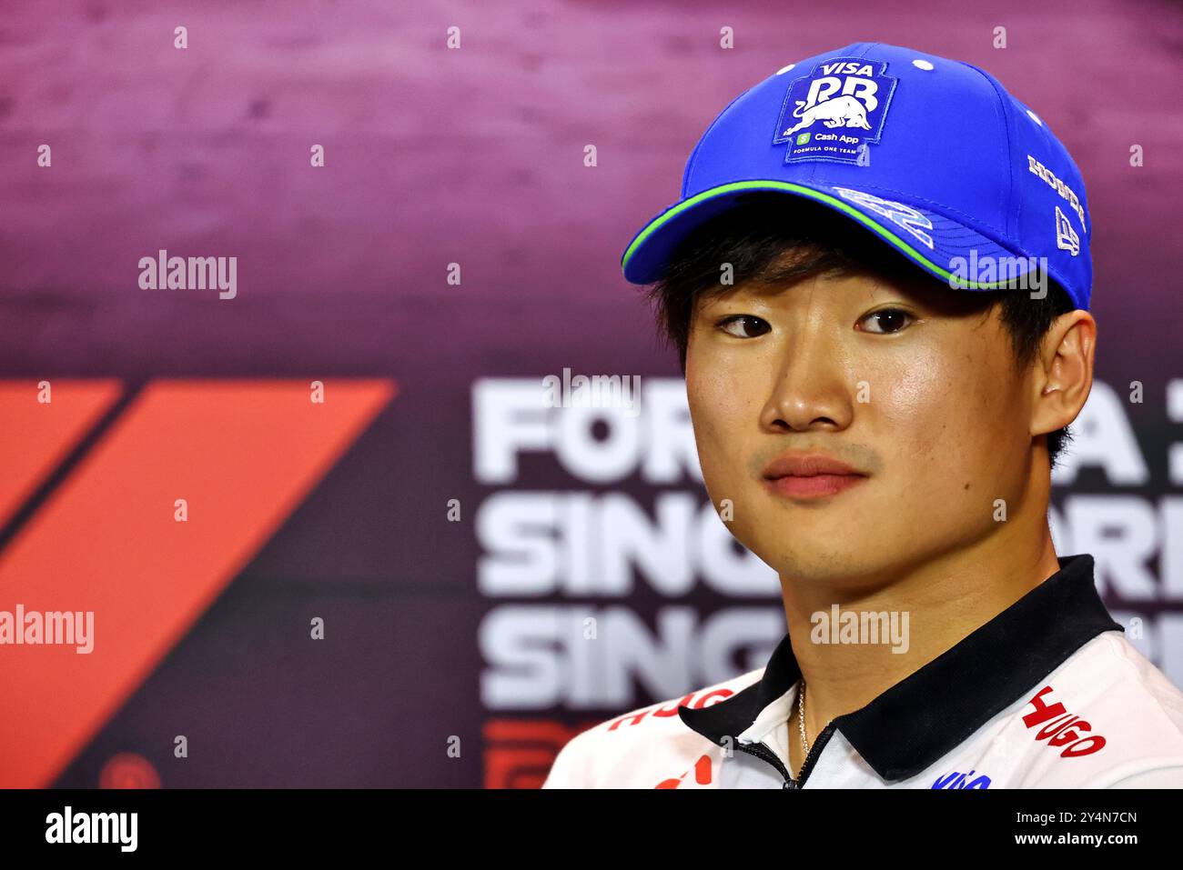 Singapur, Singapur. September 2024. Yuki Tsunoda (JPN) RB in der FIA Pressekonferenz. 19.09.2024. Formel-1-Weltmeisterschaft, Rd 18, Grand Prix Von Singapur, Marina Bay Street Circuit, Singapur, Vorbereitungstag. Das Foto sollte lauten: XPB/Alamy Live News. Stockfoto