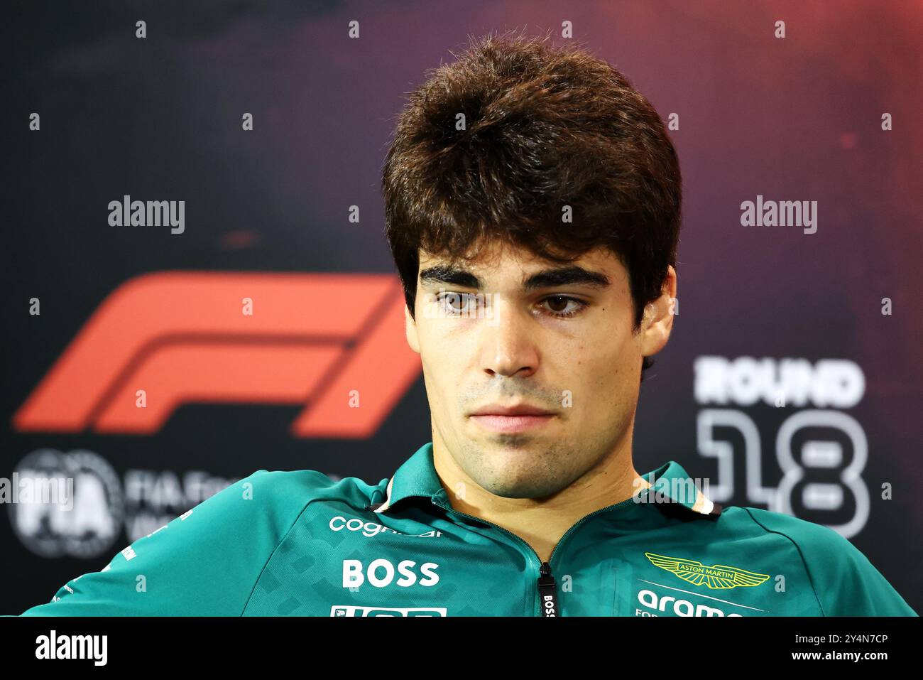 Singapur, Singapur. September 2024. Lance Walk (CDN) Aston Martin F1 Team in der FIA Pressekonferenz. 19.09.2024. Formel-1-Weltmeisterschaft, Rd 18, Grand Prix Von Singapur, Marina Bay Street Circuit, Singapur, Vorbereitungstag. Das Foto sollte lauten: XPB/Alamy Live News. Stockfoto