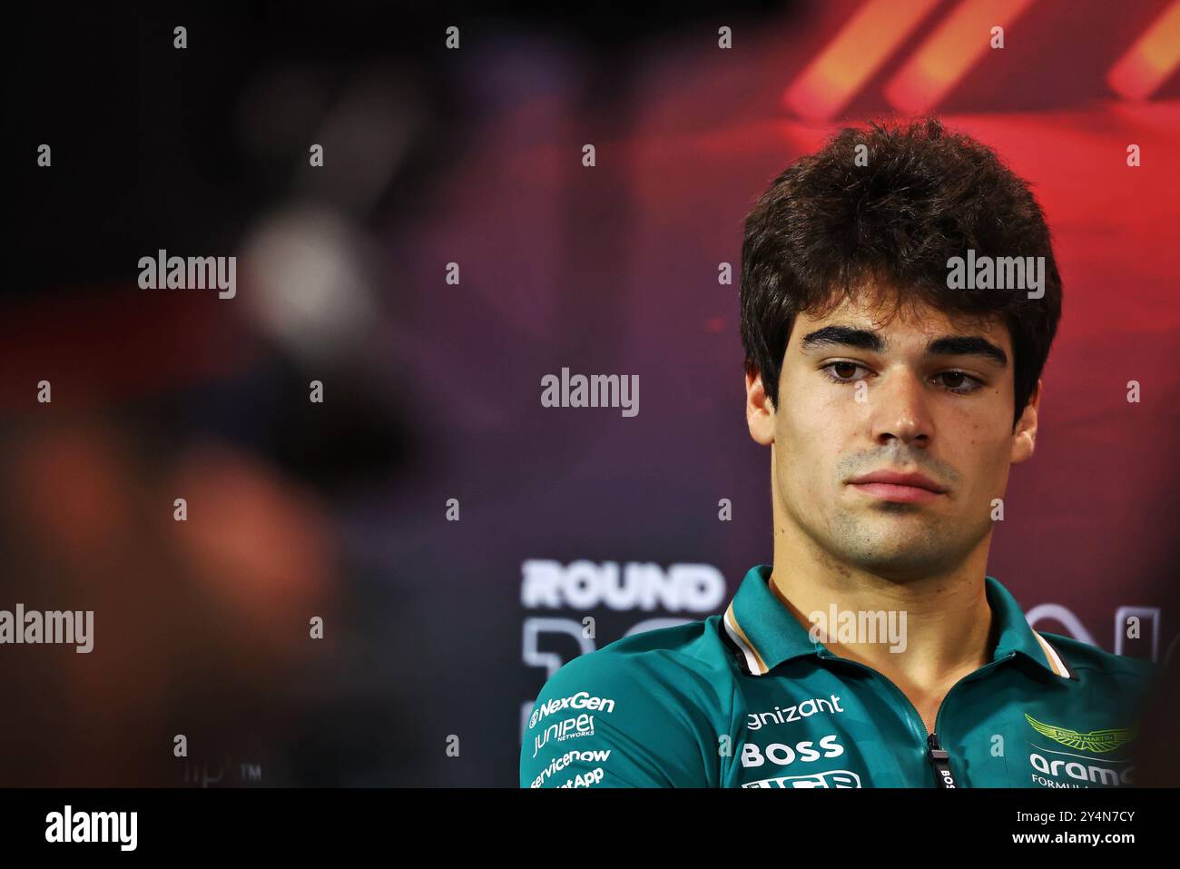 Singapur, Singapur. September 2024. Lance Walk (CDN) Aston Martin F1 Team in der FIA Pressekonferenz. 19.09.2024. Formel-1-Weltmeisterschaft, Rd 18, Grand Prix Von Singapur, Marina Bay Street Circuit, Singapur, Vorbereitungstag. Das Foto sollte lauten: XPB/Alamy Live News. Stockfoto