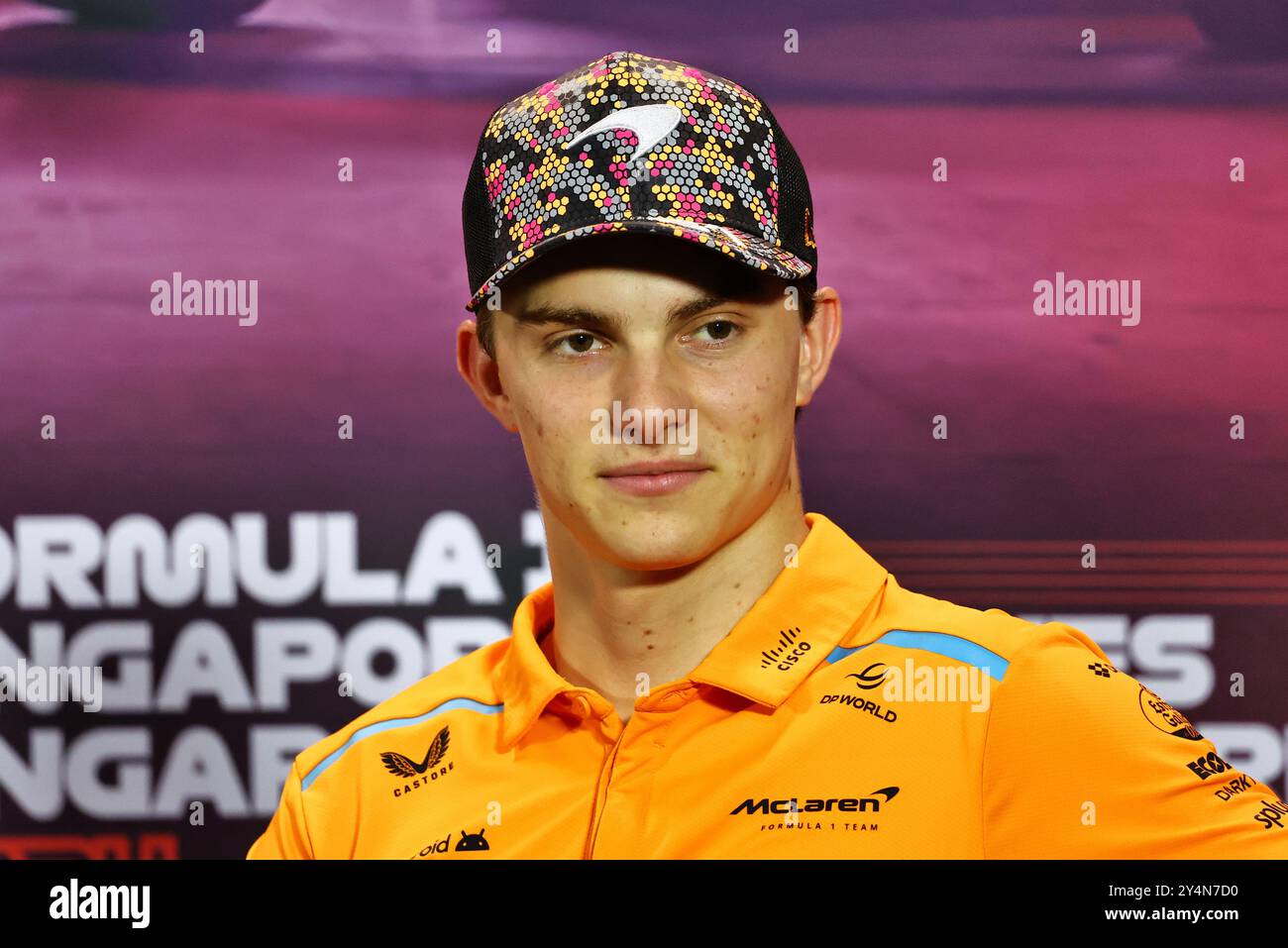 Singapur, Singapur. September 2024. Oscar Piastri (aus) McLaren bei der FIA-Pressekonferenz. 19.09.2024. Formel-1-Weltmeisterschaft, Rd 18, Grand Prix Von Singapur, Marina Bay Street Circuit, Singapur, Vorbereitungstag. Das Foto sollte lauten: XPB/Alamy Live News. Stockfoto