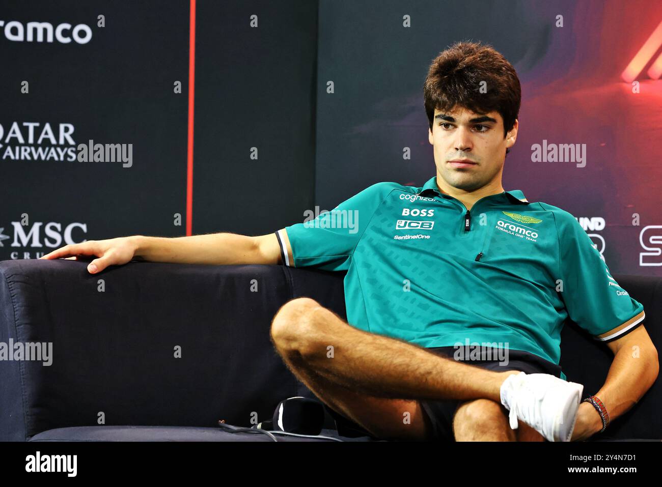 Singapur, Singapur. September 2024. Lance Walk (CDN) Aston Martin F1 Team in der FIA Pressekonferenz. 19.09.2024. Formel-1-Weltmeisterschaft, Rd 18, Grand Prix Von Singapur, Marina Bay Street Circuit, Singapur, Vorbereitungstag. Das Foto sollte lauten: XPB/Alamy Live News. Stockfoto
