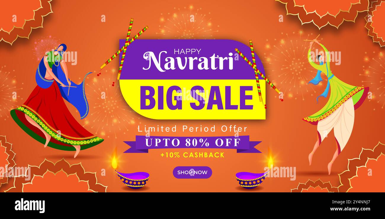 Vektor-Illustration der Vorlage für Social Media Feed Happy Navratri Sale Stock Vektor