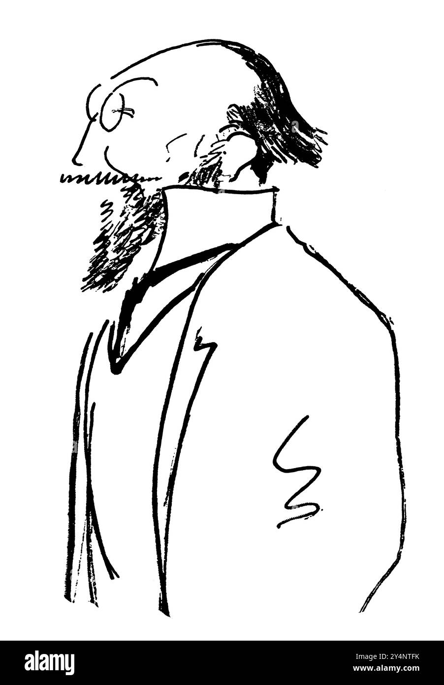 Erik Satie, 1866–1925, französischer Komponist und Pianist, Karikatur von Alfred Frueh, digital herausgegeben Stockfoto