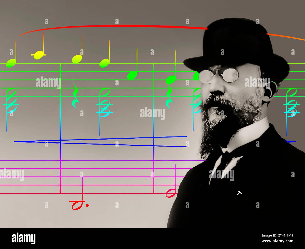 Erik Satie, 1866–1925, französischer Komponist und Pianist, Notenblatt für Gymnopédie No. 1, digital herausgegeben, 1909 Stockfoto