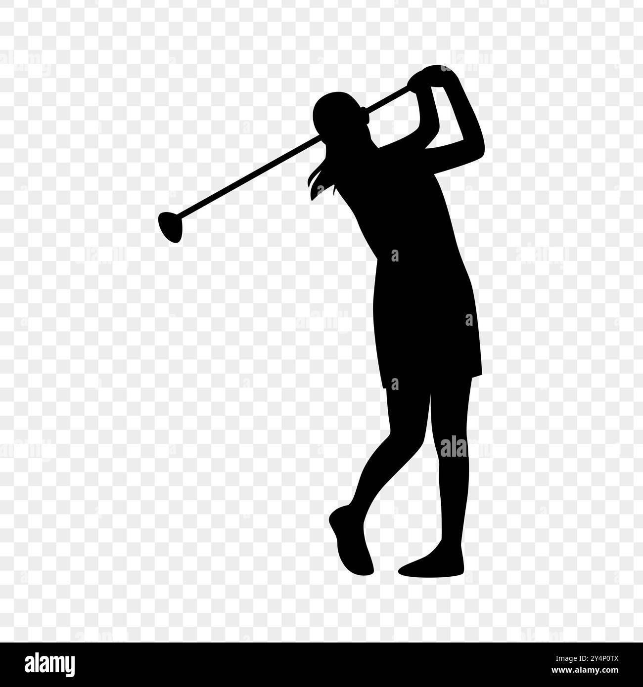 Vektor-Illustration der Silhouette der Golfspielerin auf transparentem Hintergrund Stock Vektor