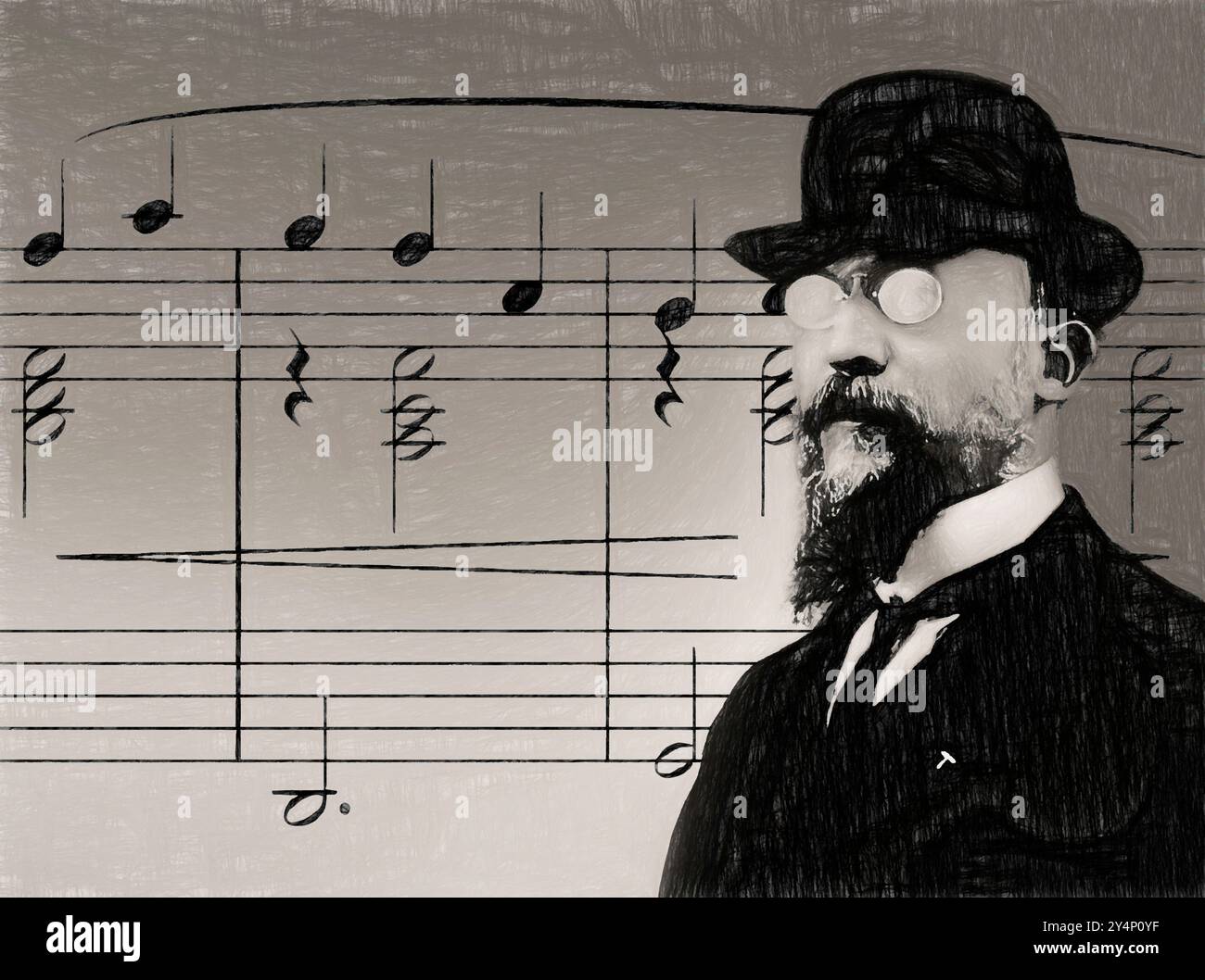 Erik Satie, 1866–1925, französischer Komponist und Pianist, Notenblatt für Gymnopédie No. 1, digital herausgegeben, 1909 Stockfoto