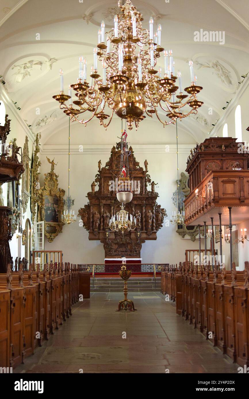 Innenansicht der Holmens Pfarrkirche in Kopenhagen. Stockfoto