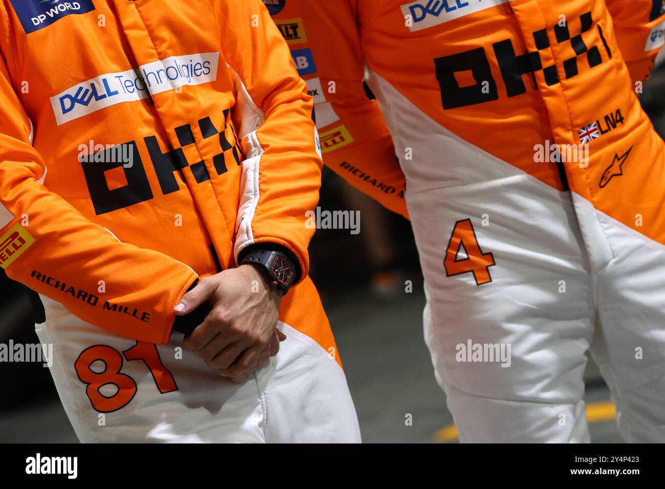 Singapur, Singapur. September 2024. (L bis R): Oscar Piastri (aus) McLaren und Teamkollege Lando Norris (GBR) McLaren. 19.09.2024. Formel-1-Weltmeisterschaft, Rd 18, Grand Prix Von Singapur, Marina Bay Street Circuit, Singapur, Vorbereitungstag. Das Foto sollte lauten: XPB/Alamy Live News. Stockfoto