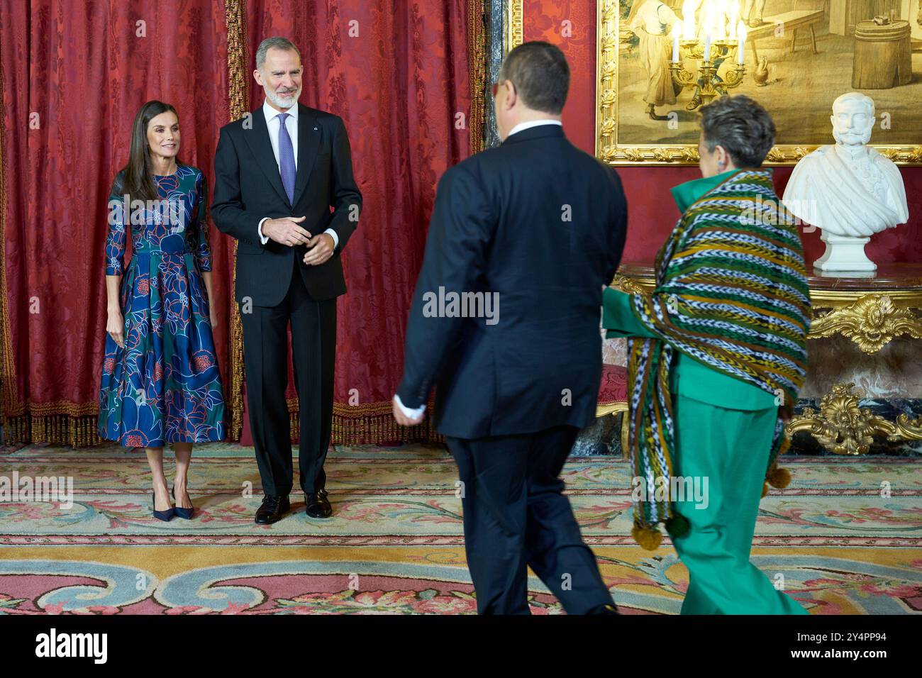 König Felipe VI. Von Spanien, Königin Letizia von Spanien, Cesar Bernardo Arevalo de Leon, Sandra Torres nimmt am 22. Februar 2024 im Königlichen Palast in Madrid Teil. Stockfoto