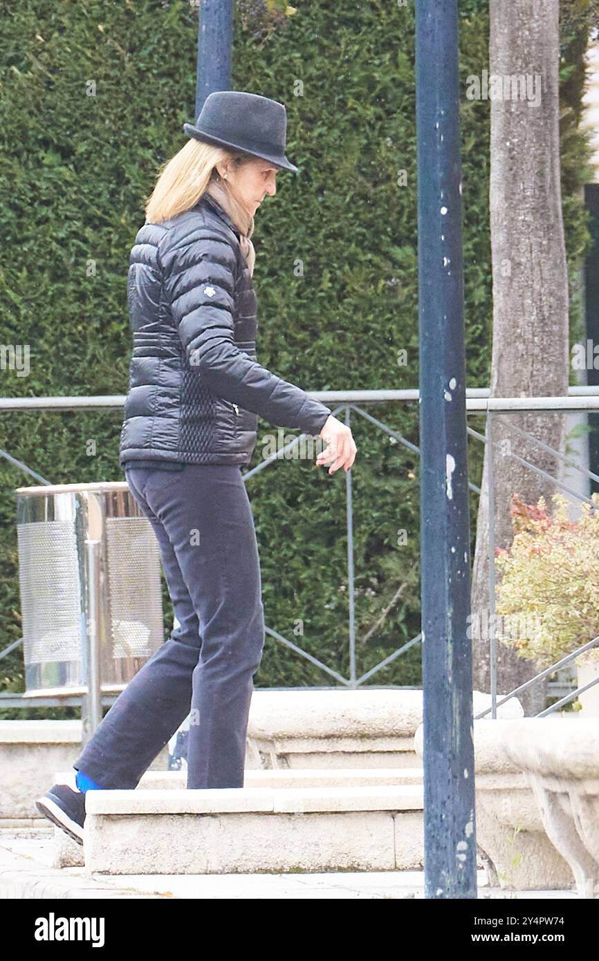 Prinzessin Elena de Borbon besucht am 2. März 2024 die Begräbniskapelle Fernando Gomez-Acebo in der Leichenhalle La Paz in Madrid. Stockfoto