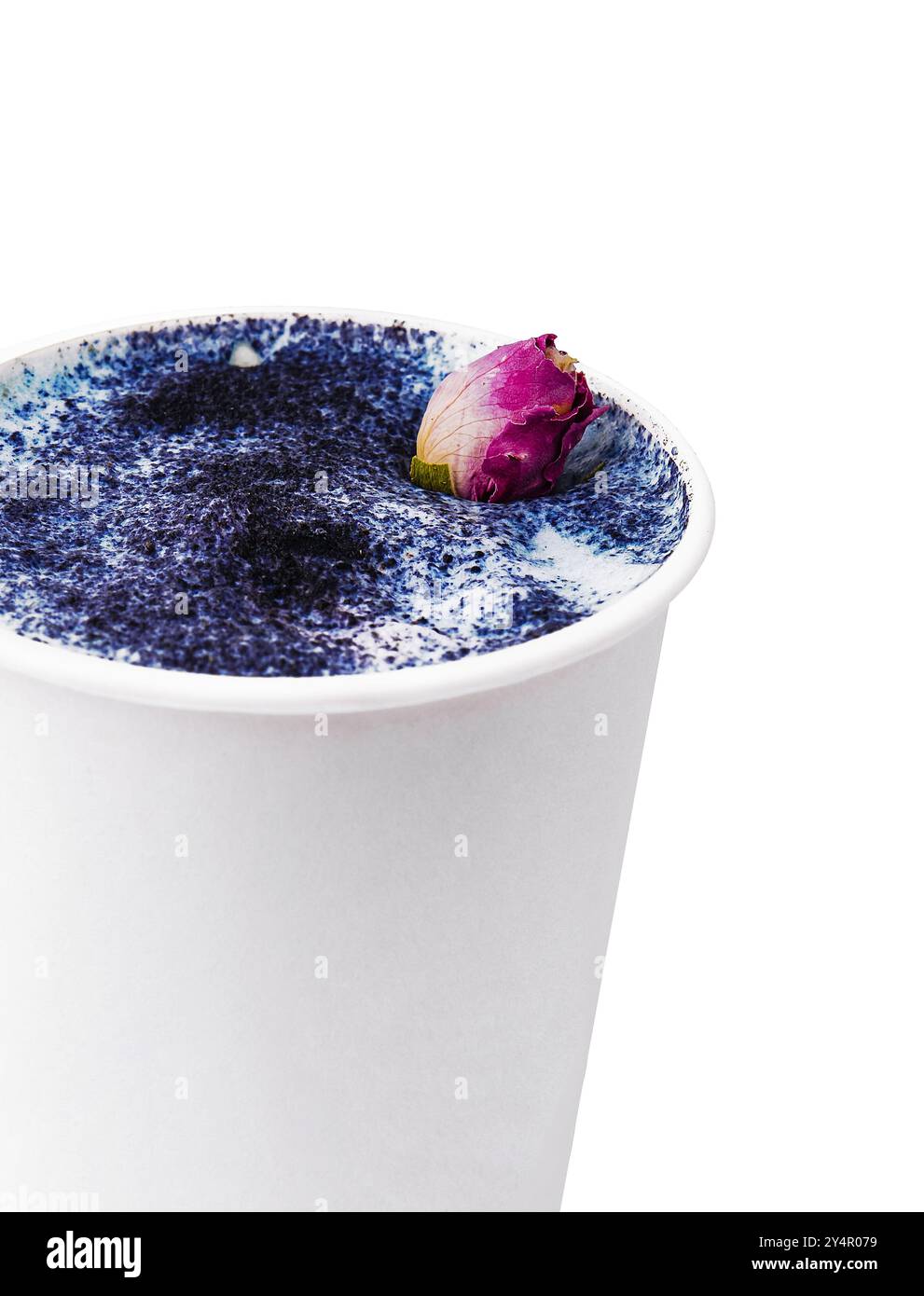 Dalgona Matcha Blue Latte, ein cremiger Matcha Stockfoto