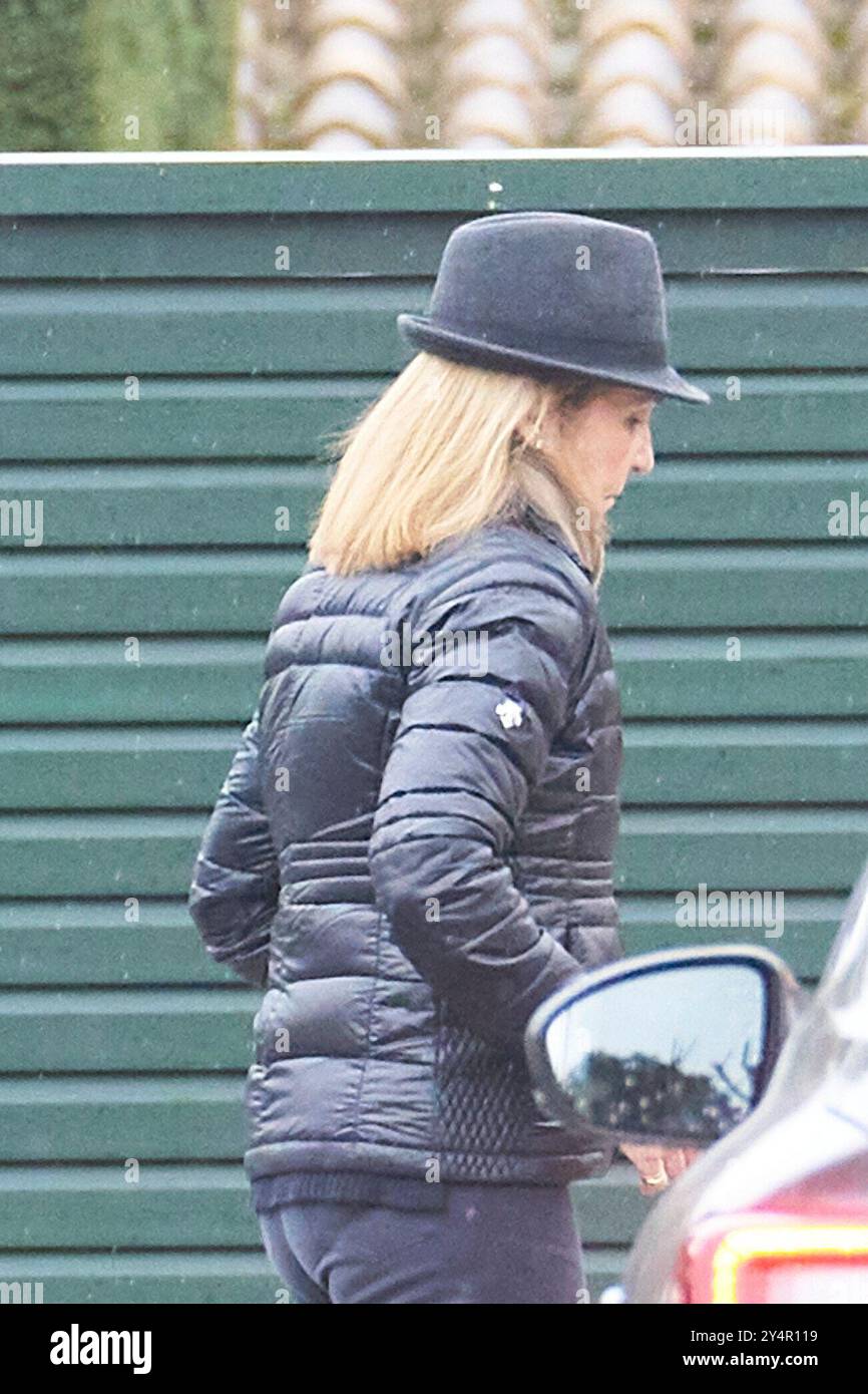 Prinzessin Elena de Borbon besucht am 2. März 2024 die Begräbniskapelle Fernando Gomez-Acebo in der Leichenhalle La Paz in Madrid. Stockfoto