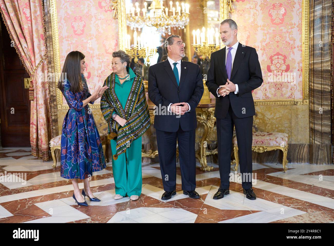 König Felipe VI. Von Spanien, Königin Letizia von Spanien, Cesar Bernardo Arevalo de Leon, Sandra Torres nimmt am 22. Februar 2024 im Königlichen Palast in Madrid Teil. Stockfoto