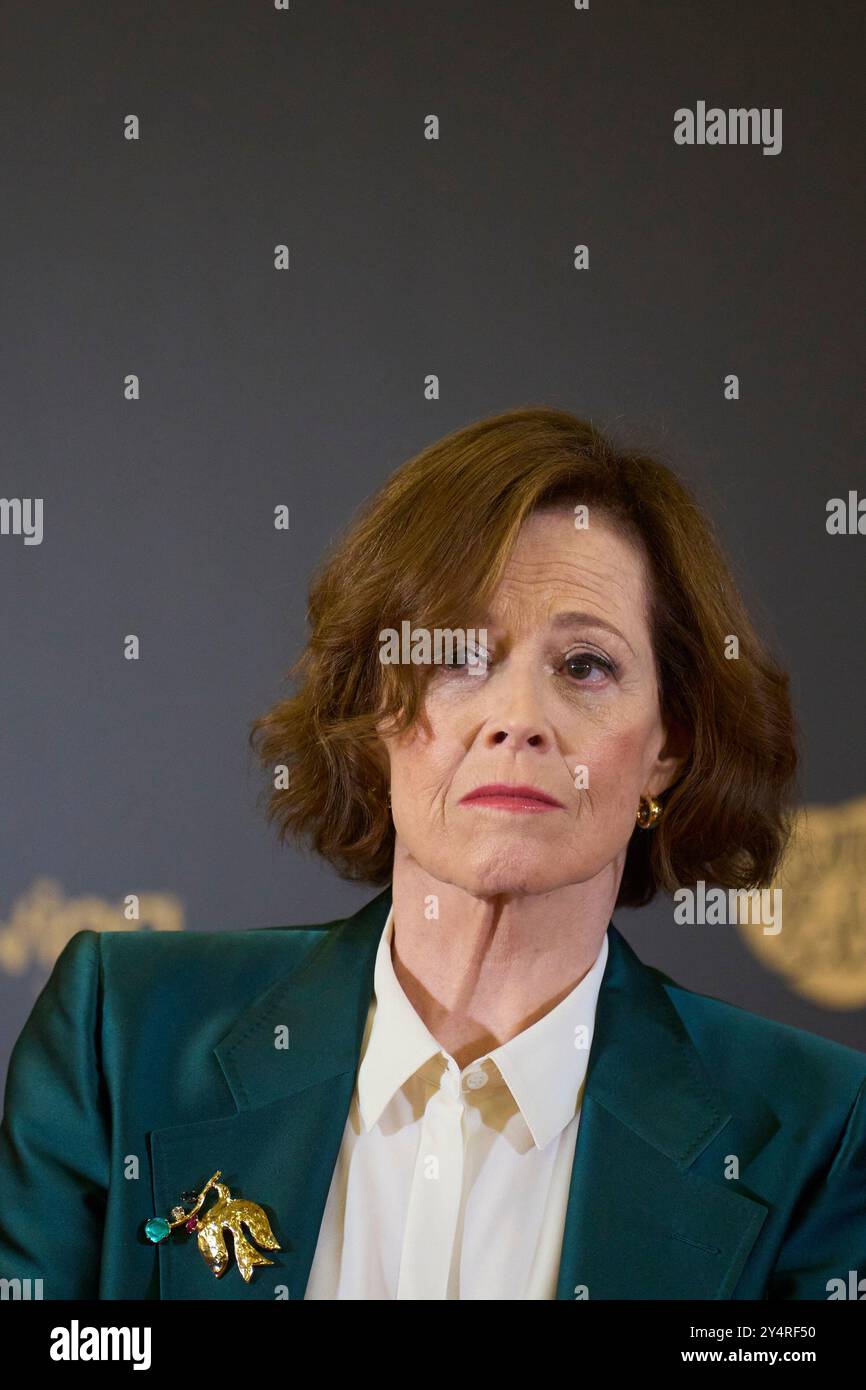 Sigourney Weaver nimmt 38 am 9. Februar 2024 im Rathaus in Valladolid, Spanien, als Gewinner des International Goya Award 2024 Teil. Stockfoto