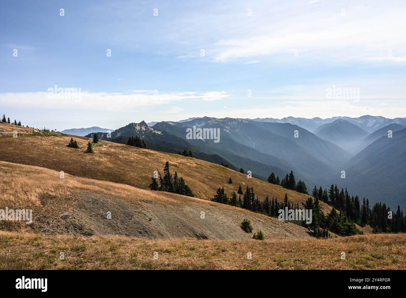 Rauchwolken in den Olympic Mountains, Hurricane Ridge, Olympic National Park, Washington Stockfoto