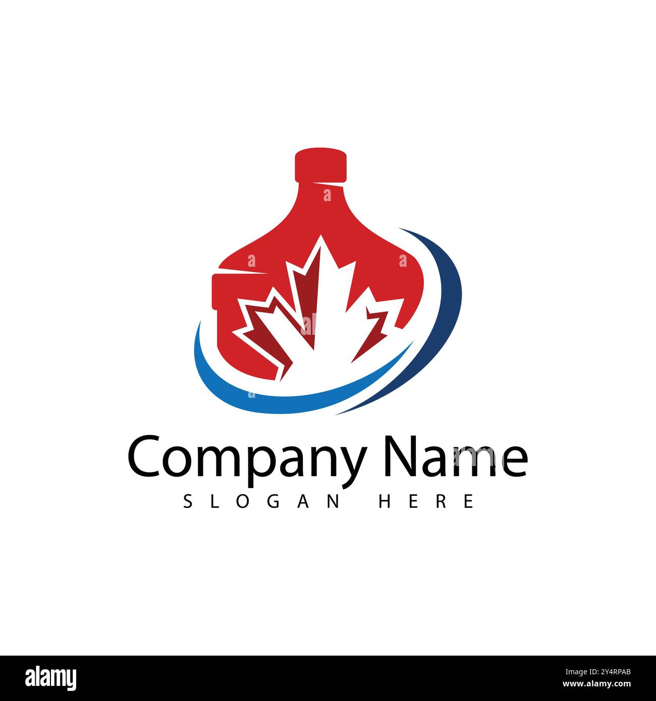 Ahornblatt- und Flaschenlogo-Vorlagenvektorsymbol. Vektorabbildung Stock Vektor