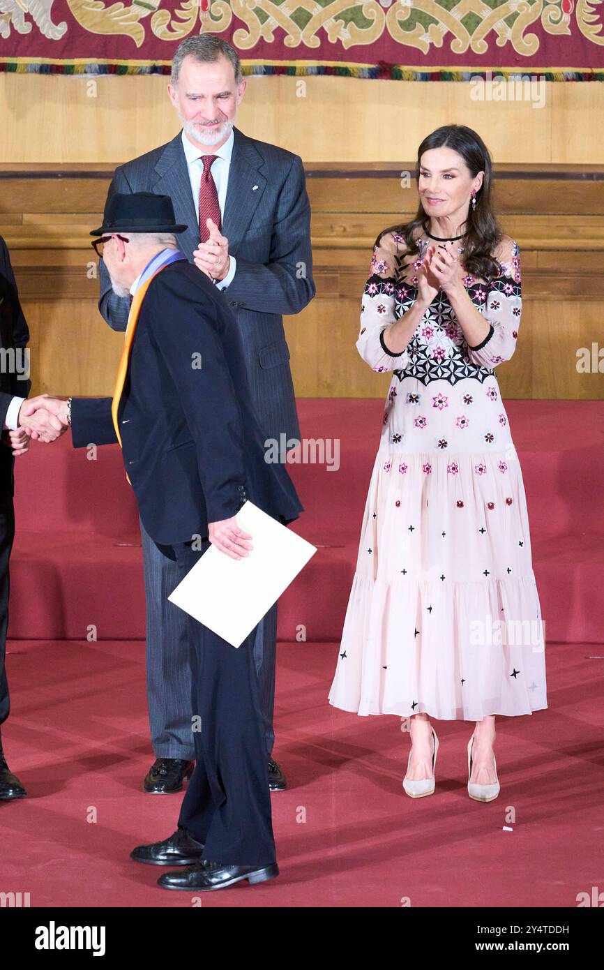 König Felipe VI. Von Spanien, Königin Letizia von Spanien, Antonio Alvarado nimmt am 20. Februar 2023 im Pignatelli-Gebäude in Saragossa, Spanien, an der Verleihung des Nationalen Kulturpreises 2021 Teil. Stockfoto