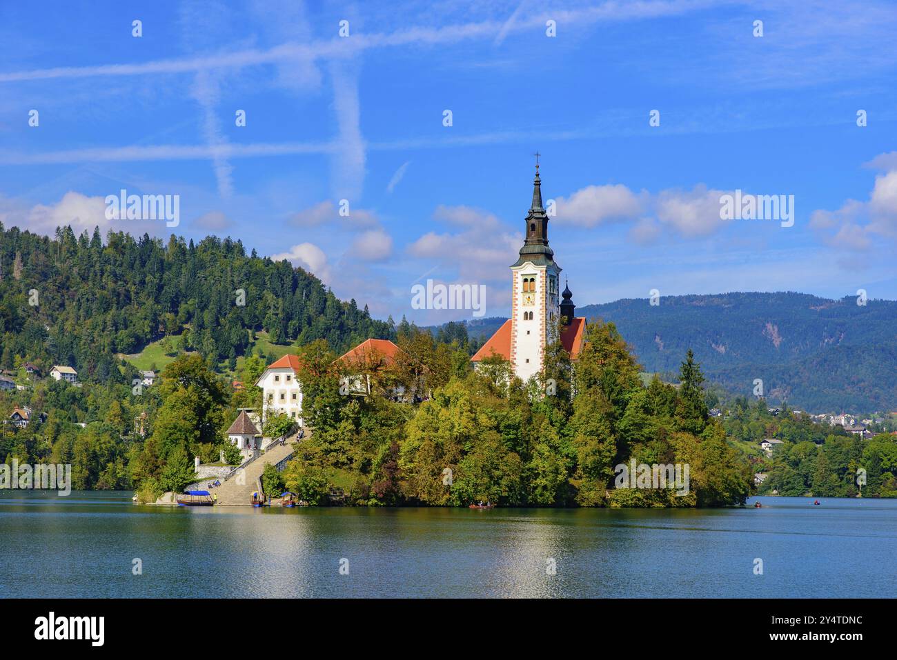 Bled Island am Bleder See, ein beliebtes Touristenziel in Slowenien Stockfoto