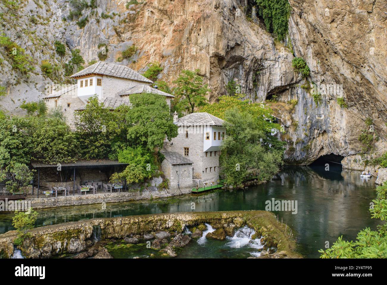 Blagaj Tekke und Buna River Spring in Mostar, Bosnien und Herzegowina, Europa Stockfoto