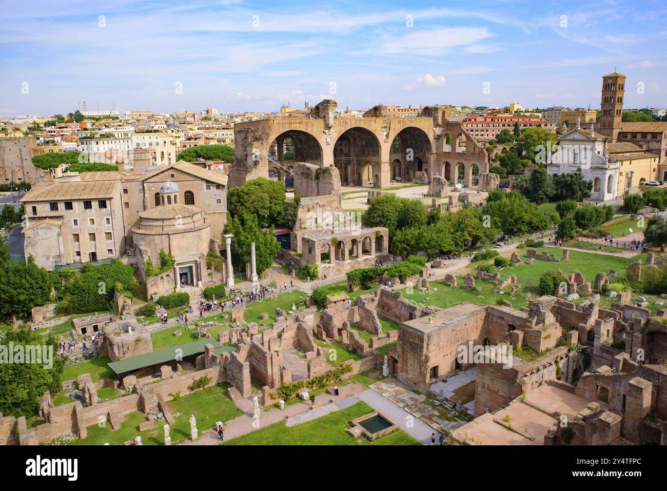 Forum Romanum, ein Forum umgeben von Ruinen in Rom, Italien, Europa Stockfoto