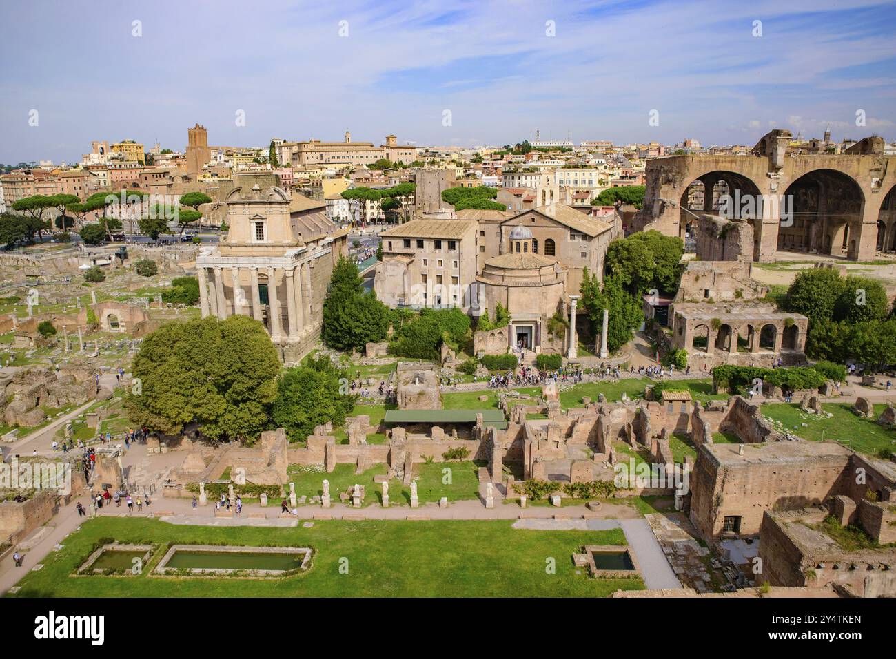 Forum Romanum, ein Forum umgeben von Ruinen in Rom, Italien, Europa Stockfoto