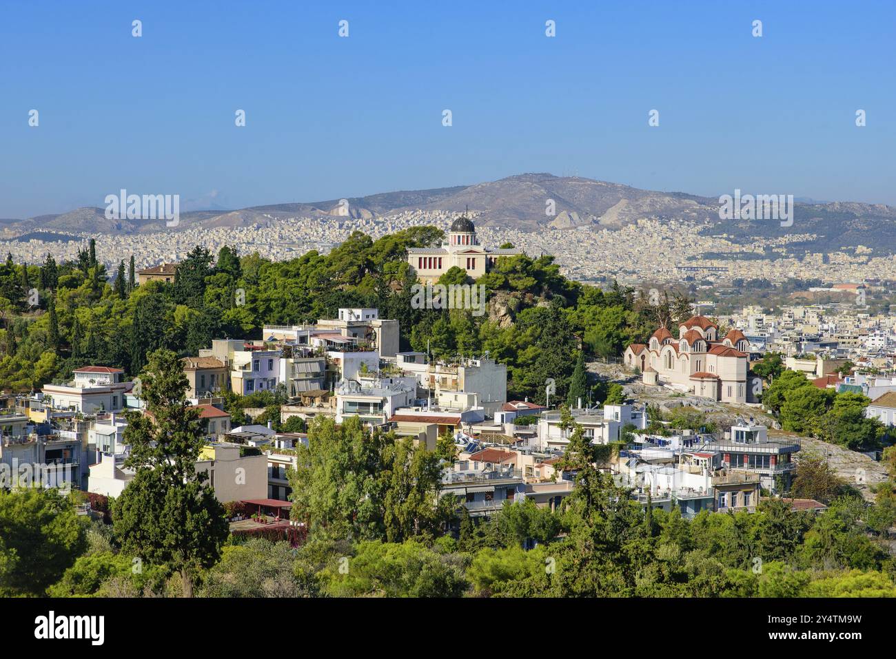 Ansicht der Stadt von Athen, von der Akropolis in Griechenland Stockfoto