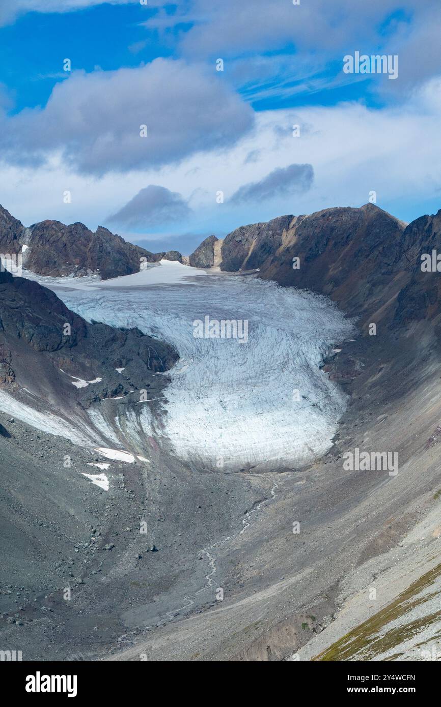 Der zurückziehende Gletscher im Morice Lake Provincial Park, Kanada. Stockfoto