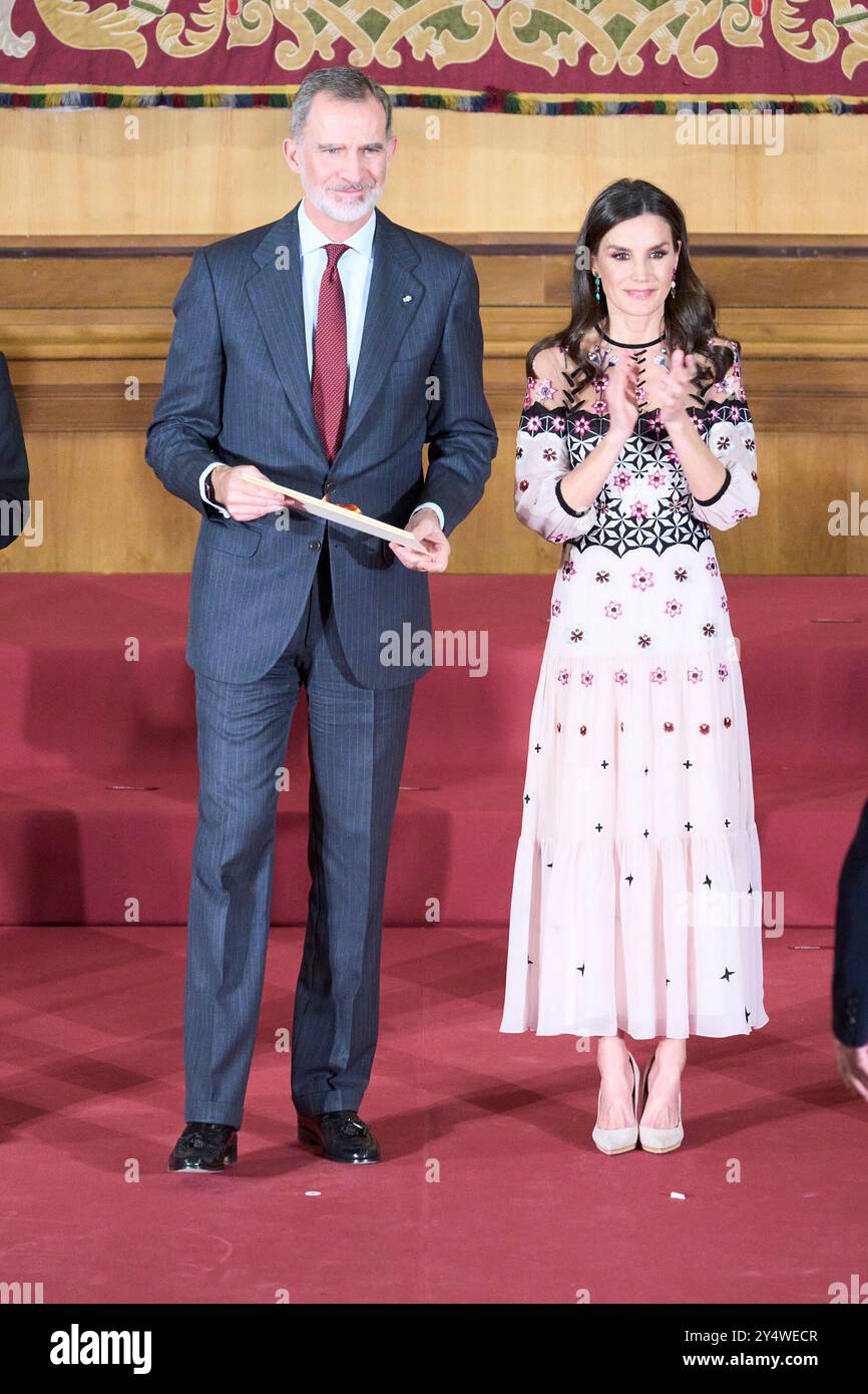 König Felipe VI. Von Spanien, Königin Letizia von Spanien, Antonio Alvarado nimmt am 20. Februar 2023 im Pignatelli-Gebäude in Saragossa, Spanien, an der Verleihung des Nationalen Kulturpreises 2021 Teil. Stockfoto