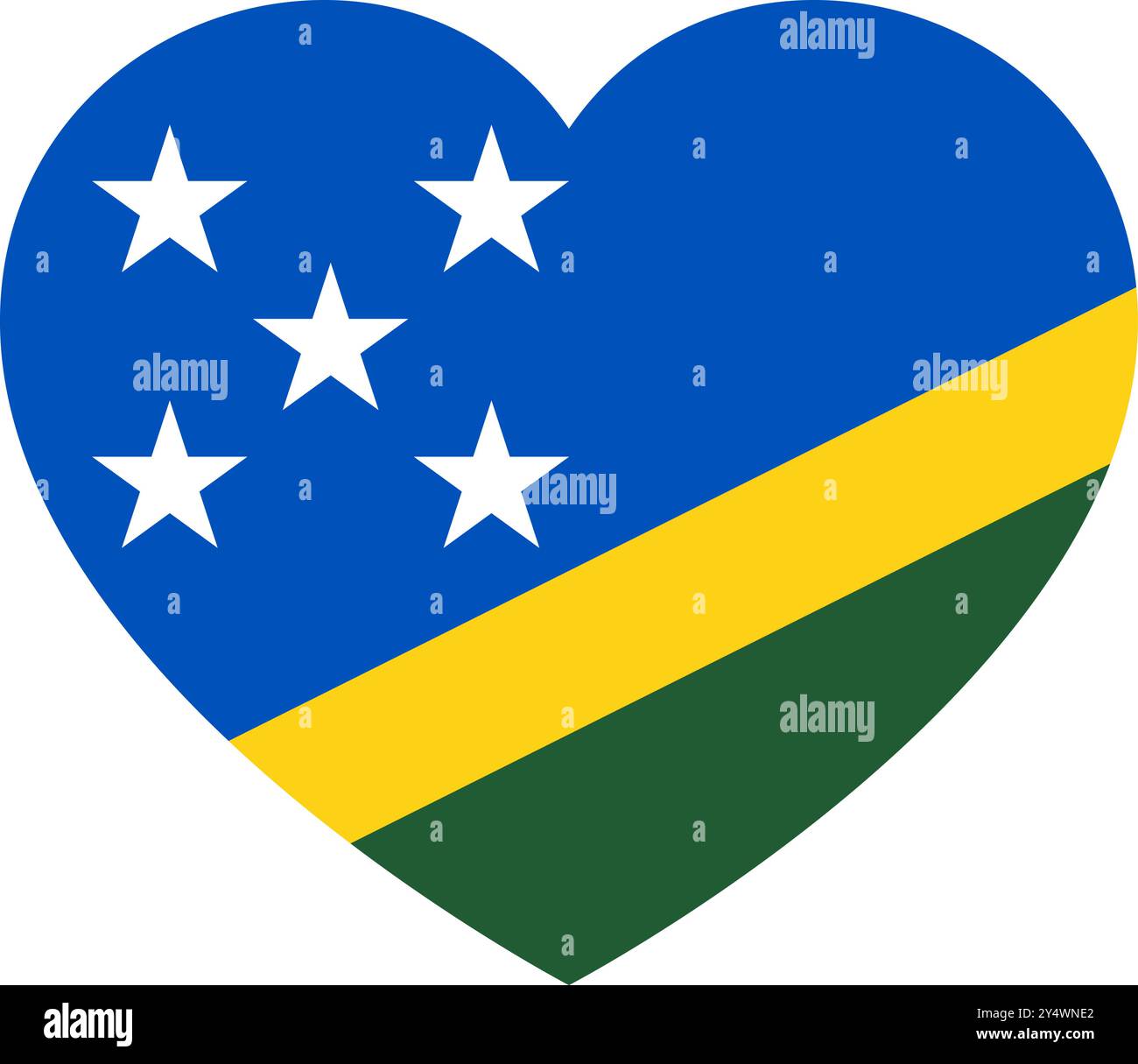 Flagge der Salomonen in Form eines Herzsymbols der Liebe Stock Vektor