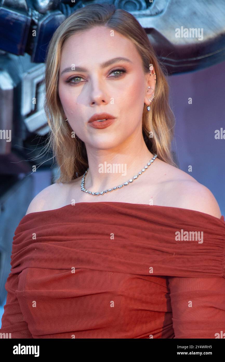 London, Großbritannien. September 2024. Im Bild: Scarlett Johansson nimmt an der europäischen Premiere von „Transformers One“ am Cineworld Leicester Square Teil. Quelle: Justin Ng/Alamy Live News Stockfoto