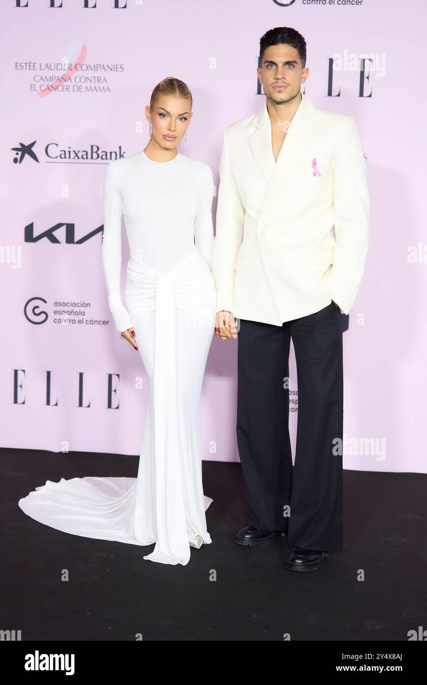 Jessica Goicoechea, Marc Bartra, nimmt am 17. Oktober 2023 in Madrid, Spanien, am Charity Dinner des Elle Magazine „Cancer Ball“ im Royal Theatre Teil. Stockfoto