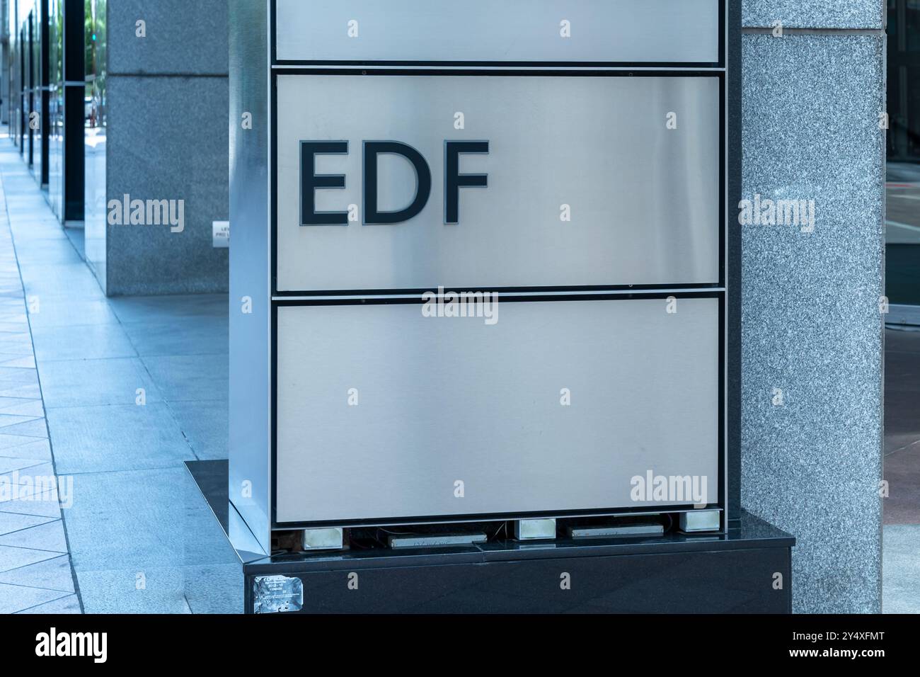 EDF-Zeichen vor seinem Büro in Houston, TX, USA. Stockfoto