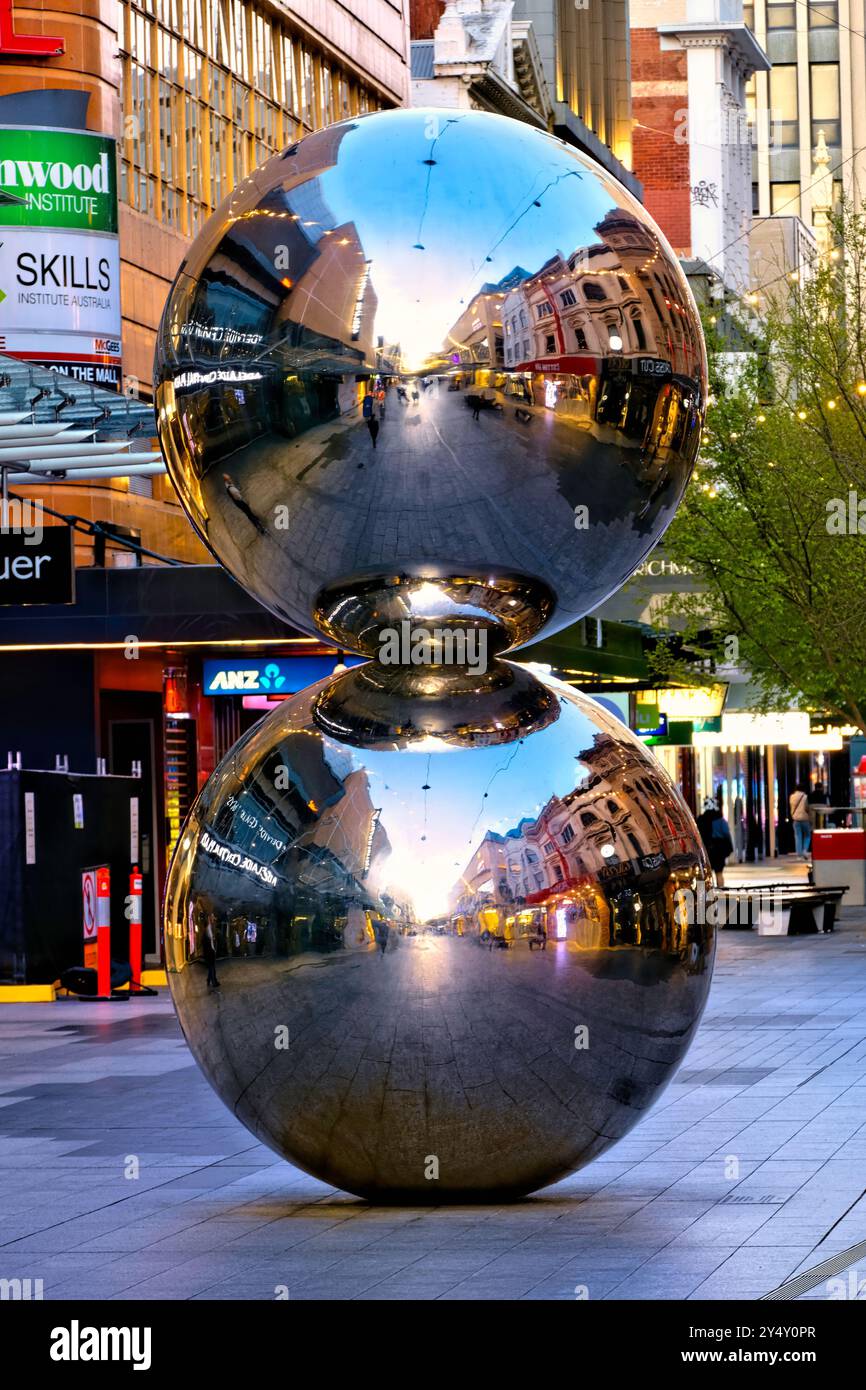 Rundle Mall and Malls Balls, Adelaide, South Australia Stockfoto