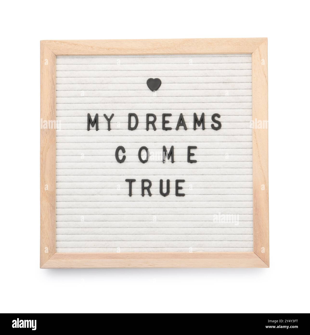 Brieftafel mit Phrase meine Träume werden wahr auf weißem Hintergrund, Draufsicht Stockfoto