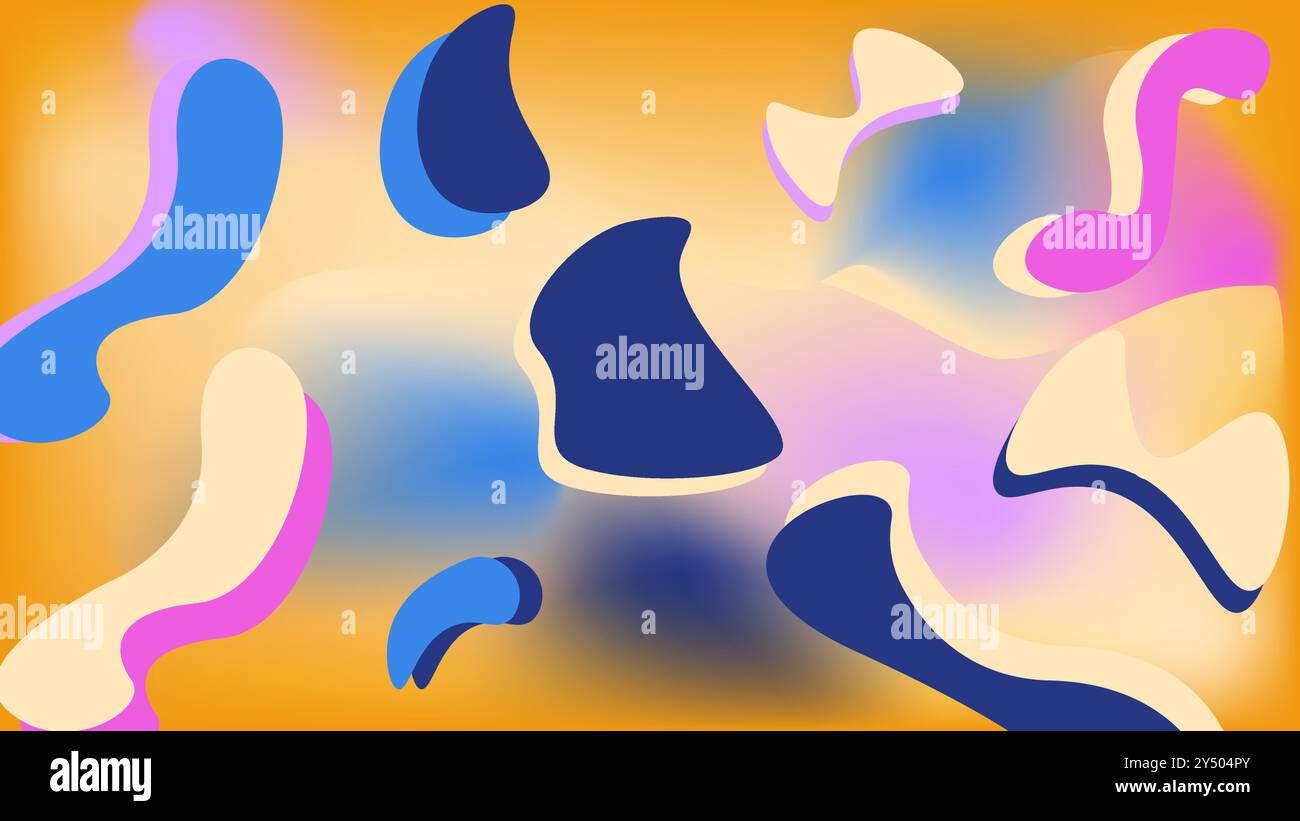 Abstrakter Hintergrund ideal für moderne Designs, Hintergrundbilder, Präsentationen und Grafiken in sozialen Medien mit leuchtenden Blau-, Rosa- und Cremeformen. Stock Vektor