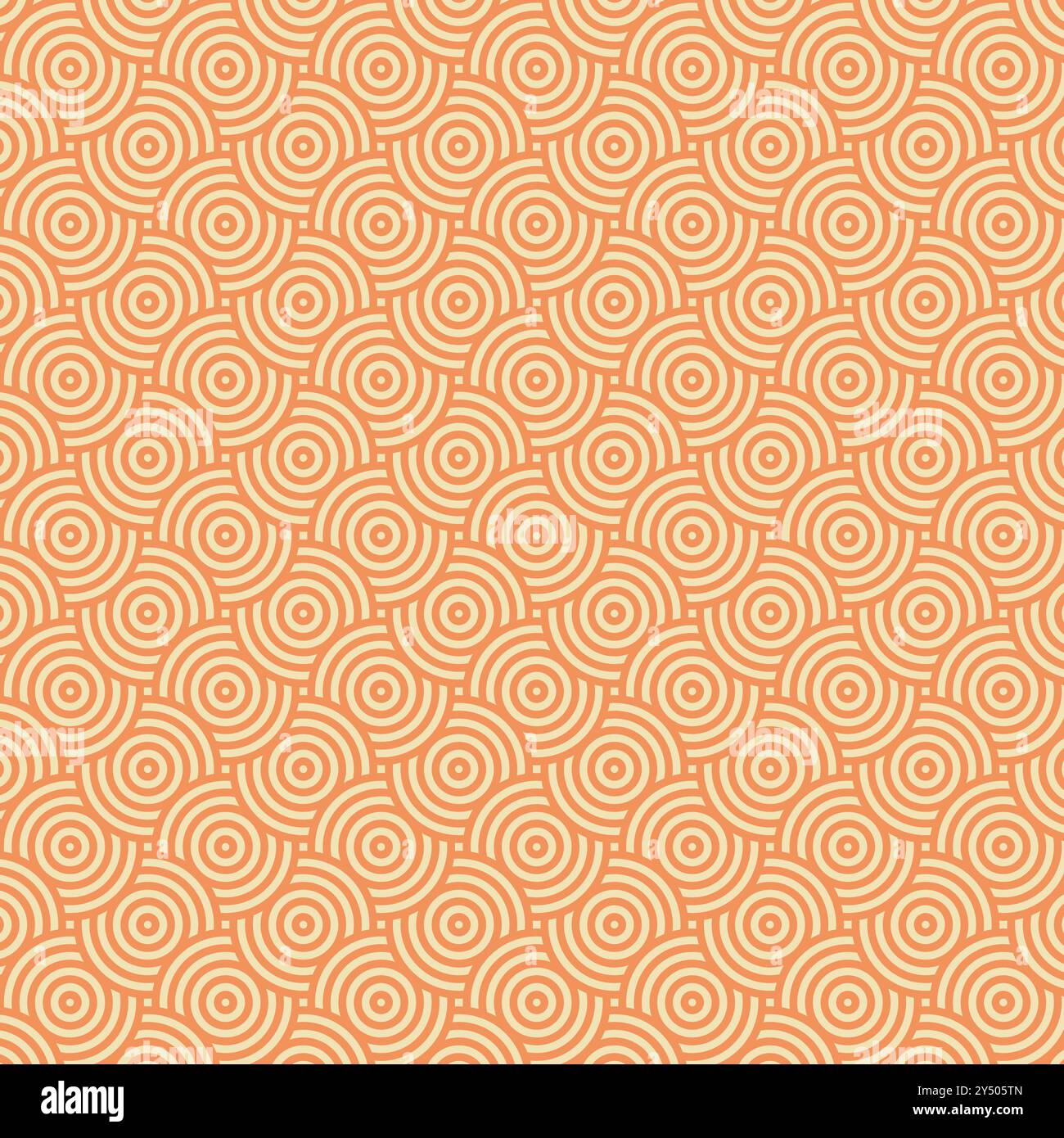 Wiederkehrende konzentrische Kreise in Orange und Creme. Geeignet für Hintergründe, Drucke, Textilien, Verpackungen und Grafikdesign. Lebhaft und Modus Stock Vektor