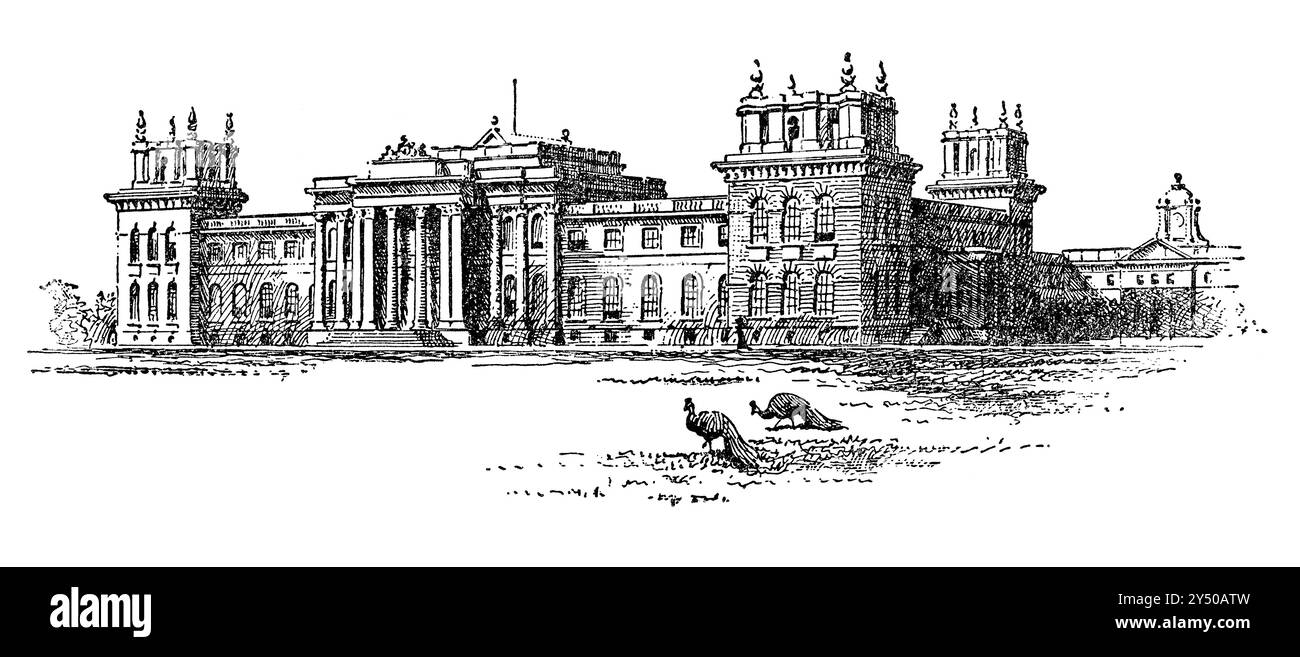 1891 Illustration der Südfassade Blenheim Palace in Woodstock, Oxfordshire. Stockfoto