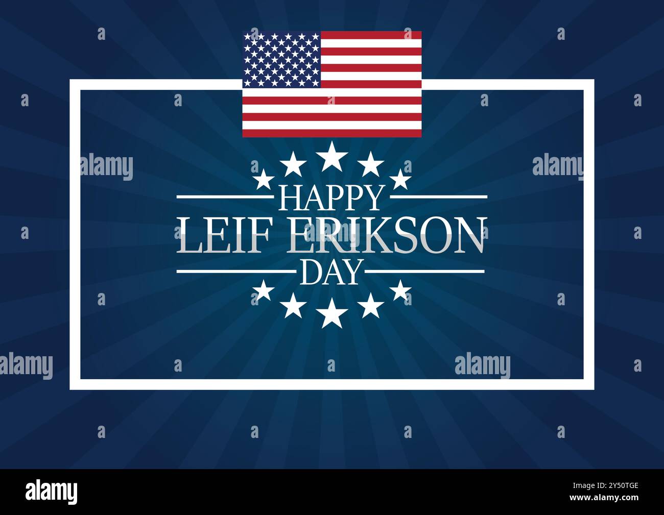 Happy Leif Erikson Day Tapete mit Formen und Typografie, Banner, Karte, Poster, Vorlage. Happy Leif Erikson Day, Hintergrund Stock Vektor