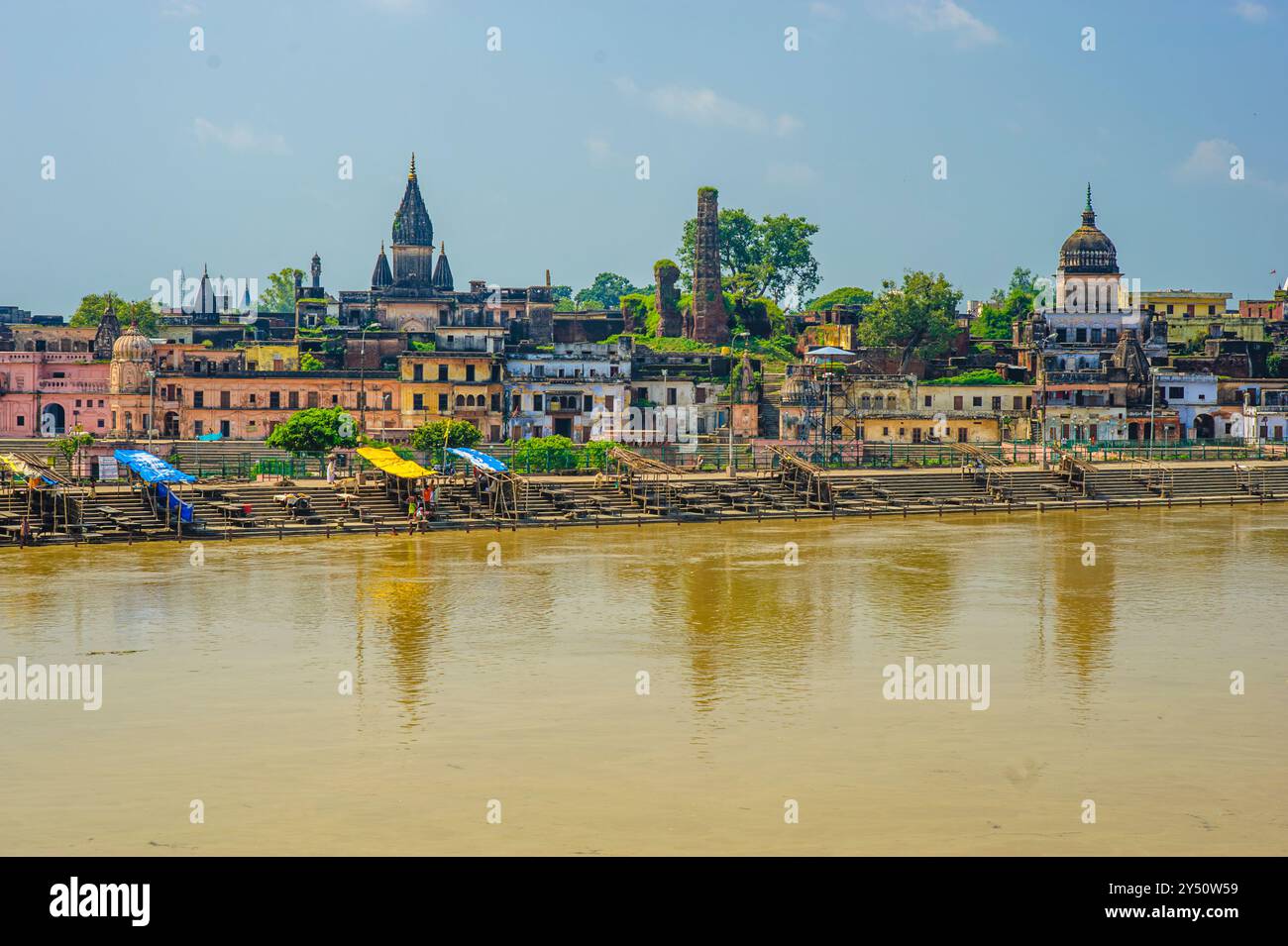 Ayodhya, India01 Sep 2008 Saryu River in Ayodhya, wo der Herr Rama geboren wurde. In der Nähe von Faizabad Uttar Pradesh, Indien Asien. Stockfoto