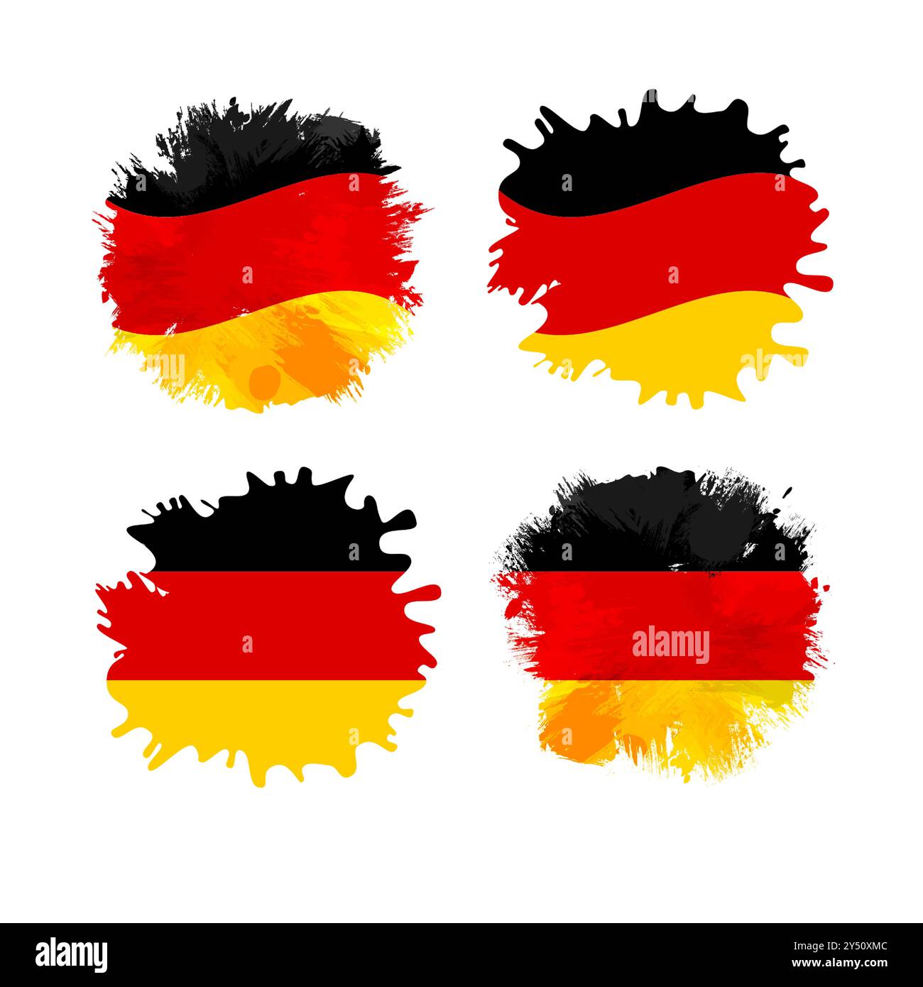 Set mit grungy Spots mit Flagge von Deutschland Hintergrund und isoliertem Rahmen für die Schnittmaske. Gewellt und einfache Form. Abstrakte farbstifte im Tintenstil. Deutsche Flagge Stock Vektor Set mit grungy Spots mit Flagge von Deutschland Hintergrund und isoliertem Rahmen für die Schnittmaske. Gewellt und einfache Form. Abstrakte farbstifte im Tintenstil. Deutsche Flagge Stock Vektor