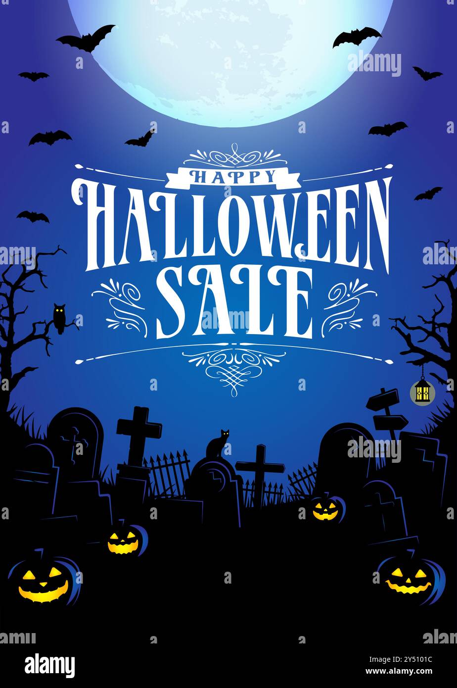Halloween Verkauf Vektor Illustration. Vorlage für Poster (Flyer) (Textraum) Stock Vektor