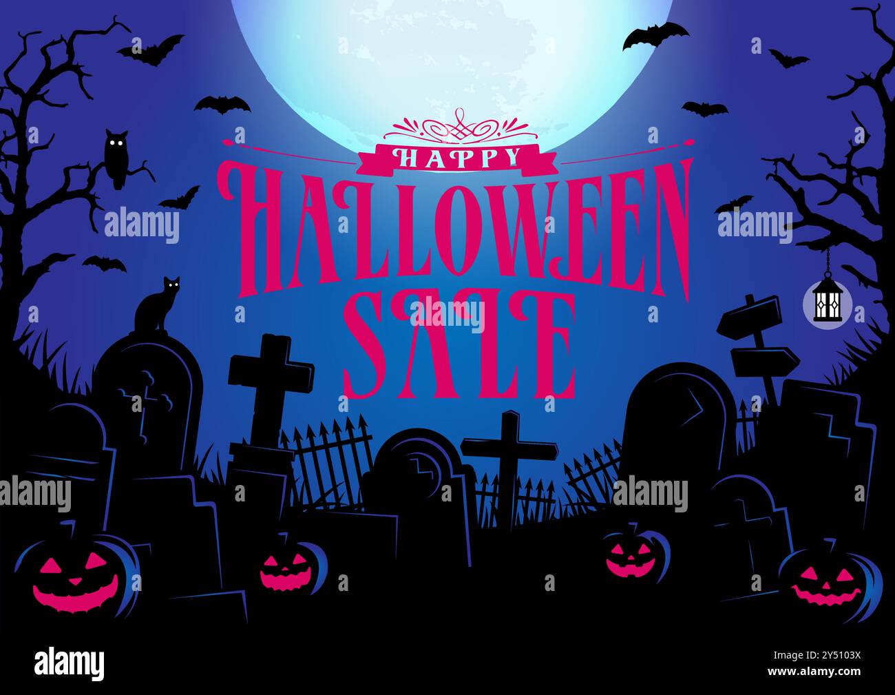 Halloween Verkauf Vektor Illustration. Vorlage für Poster (Flyer) (Textraum) Stock Vektor