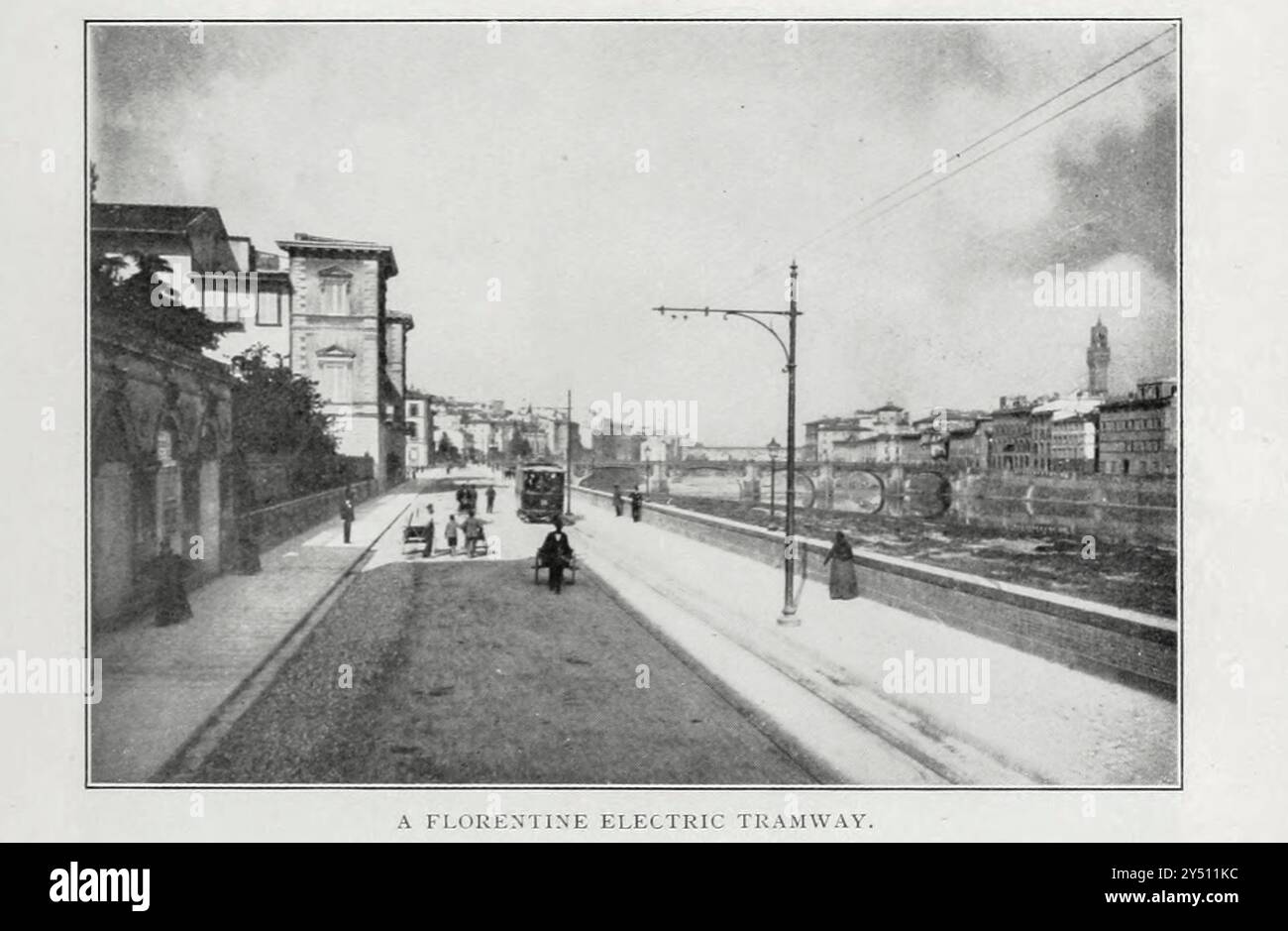 Eine florentinische elektrische Straßenbahn aus dem Artikel DIE ENTWICKLUNG DER ELEKTRISCHEN EISENBAHNEN IN ITALIEN. Von Enrico Bignami. Aus dem Engineering Magazine widmet sich Industrial Progress Volume XX 1900 - 1901 The Engineering Magazine Co Stockfoto