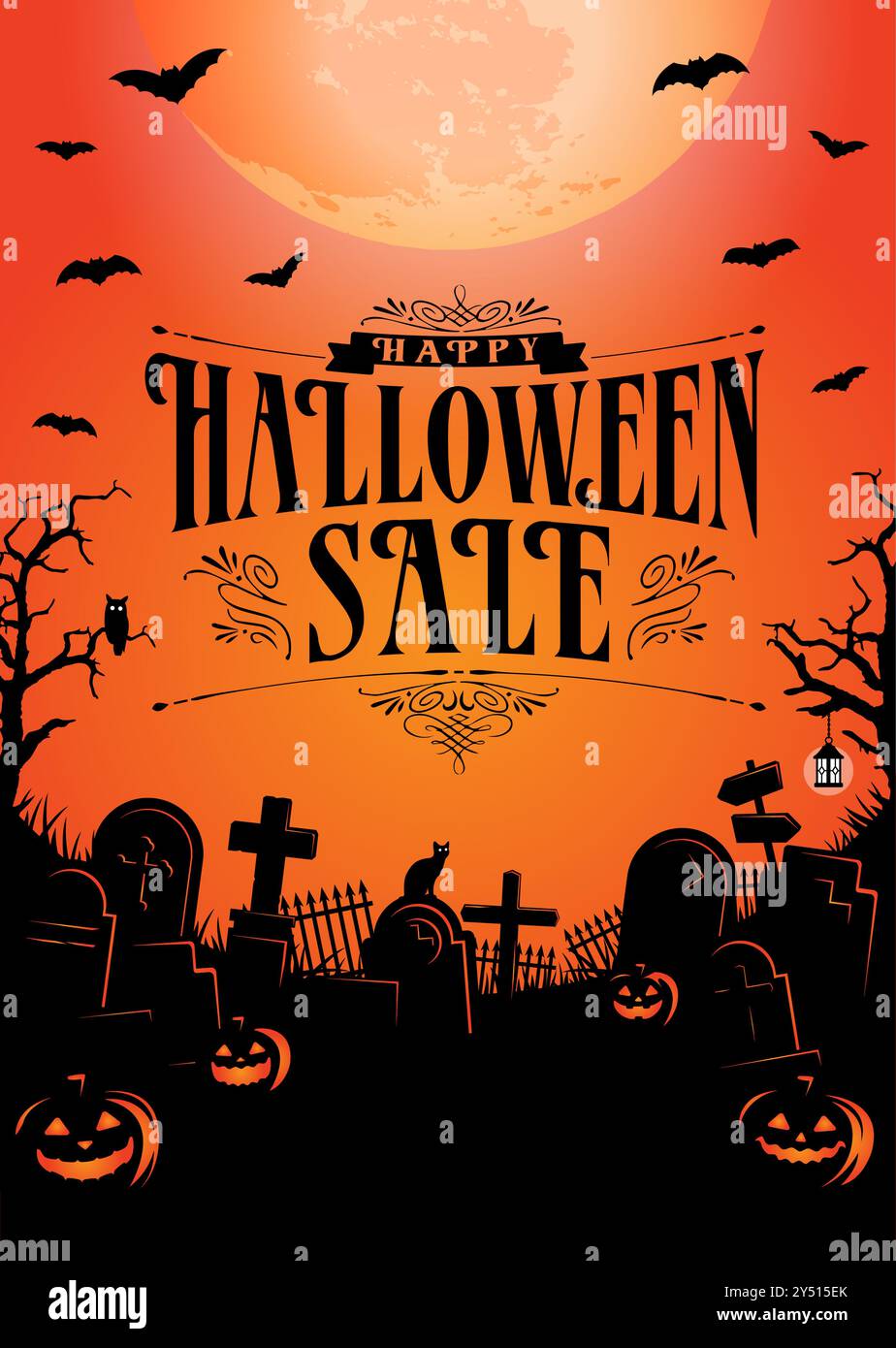 Halloween Verkauf Vektor Illustration. Vorlage für Poster (Flyer) (Textraum) Stock Vektor