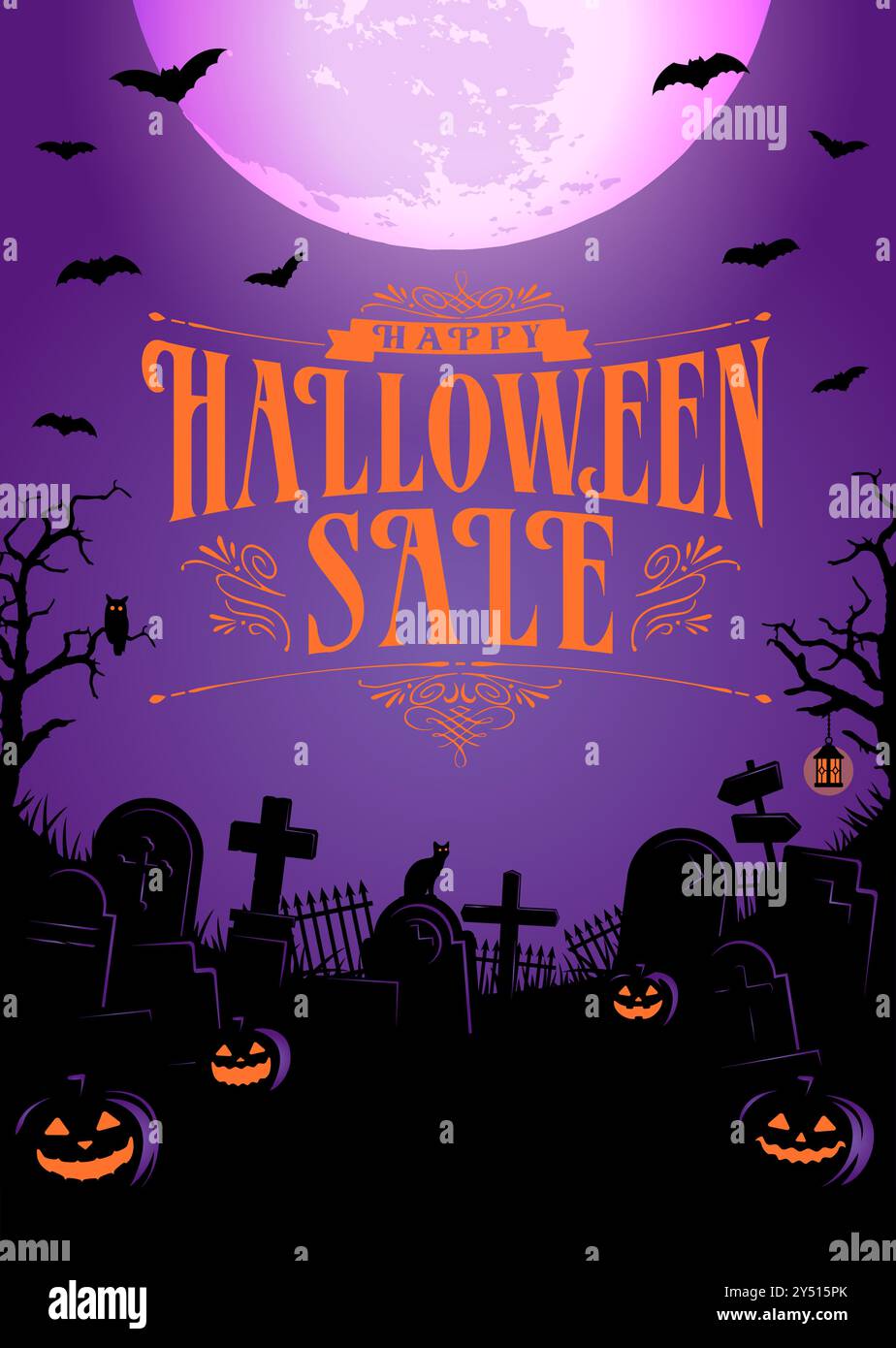 Halloween Verkauf Vektor Illustration. Vorlage für Poster (Flyer) (Textraum) Stock Vektor