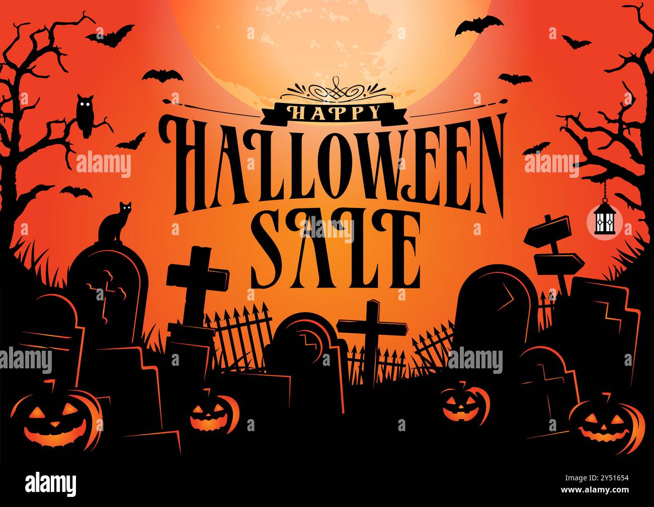 Halloween Verkauf Vektor Illustration. Vorlage für Poster (Flyer) (Textraum) Stock Vektor