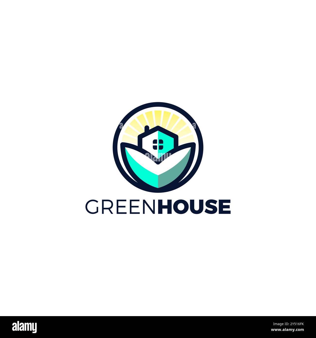 Green House Logo Vektor. Home Leaf-Symbol Stock Vektor